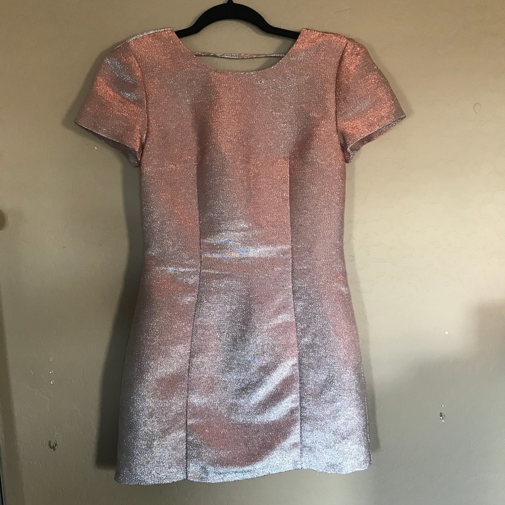 Express Rose Gold Metallic mini dress size 2